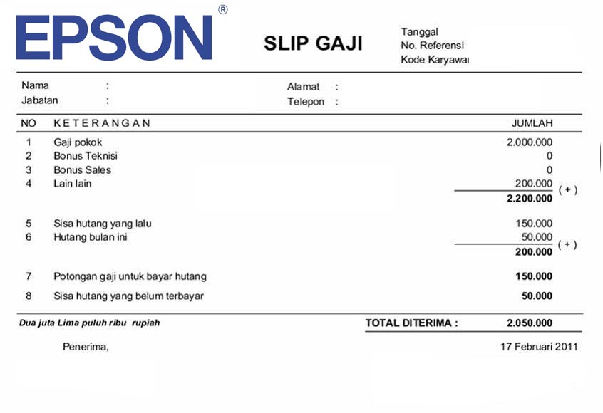 Contoh Slip Gaji Epson Indonesia