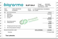 Contoh Slip Gaji BioFarma Terbaru