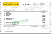 Contoh Slip Gaji Metro Kampus