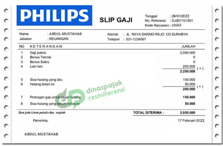 Contoh SlipGaji Philips Batam Indonesia Terbaru