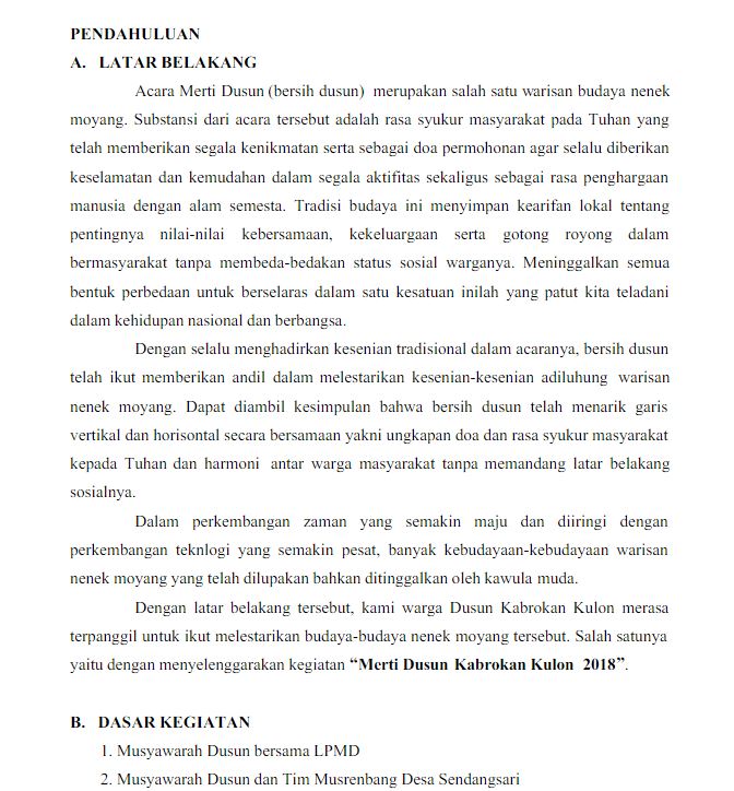 Contoh Proposal Acara Merti Dusun Warga 2024