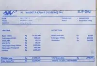 Contoh SLip Gaji PT Waskita Karya