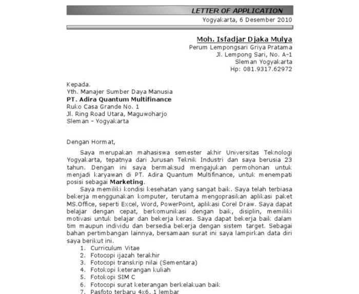 menyesuaikan surat lamaran terbaru