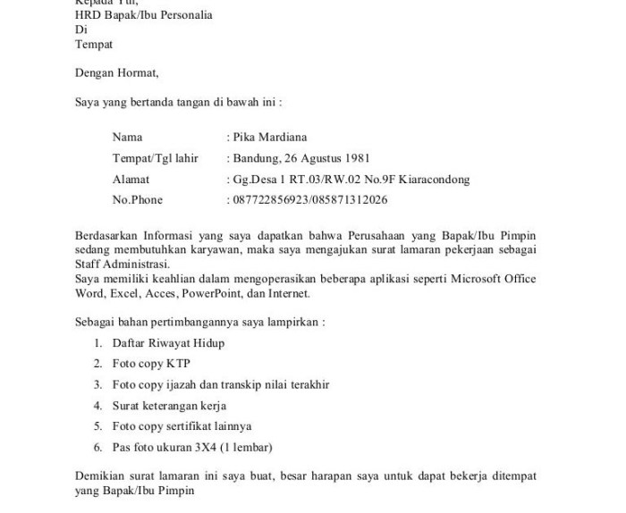 contoh pengalaman referensi keterangan sopir benar inggris pemerintahan contohsuratin supir instansi lamaran excavator contohsurat