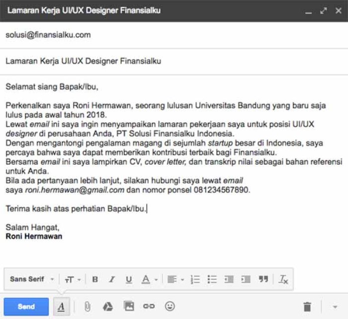 memberikan contoh kerja di lamaran terbaru