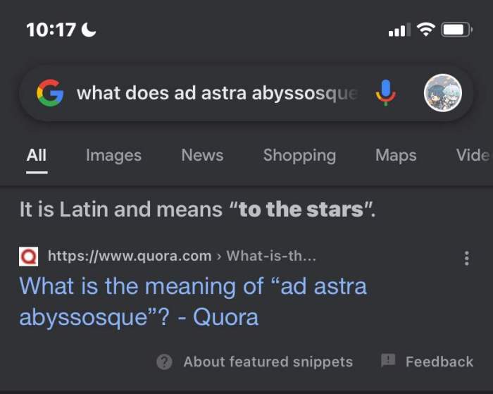 Ad astra abyssosque meaning