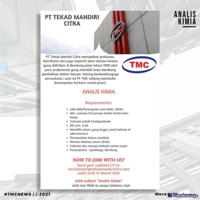 Lowongan Kerja PT Tekad Mandiri Citra Maret 2021 Gaji PT Tekad Mandiri Citra