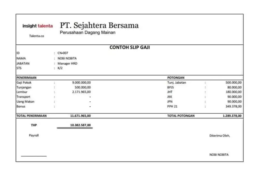 Contoh Slip Gaji Sederhana dan Komponen Penting di Dalamnya - Moxa Blog Gaji PT Respati Kemas Indah